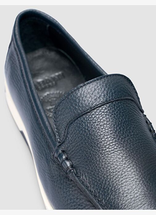 %100 Hakiki Deri Lacivert Erkek Loafer - Görsel 7