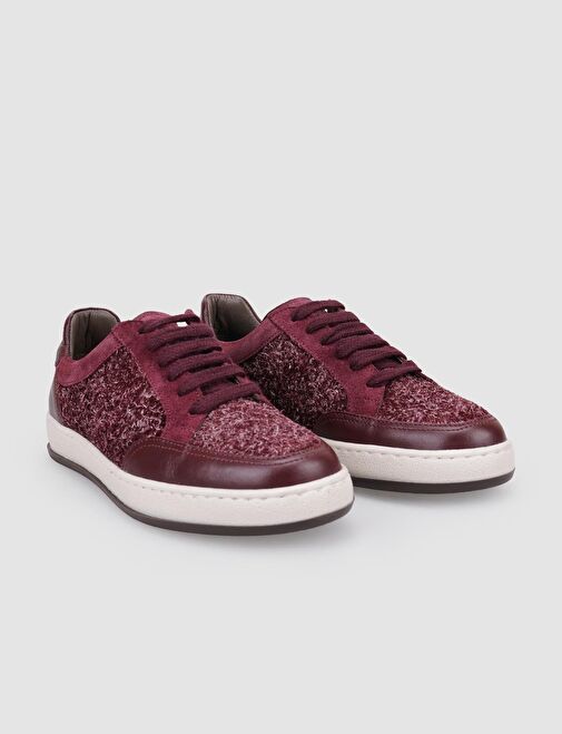 Cabani Ayakkabı Bordo Kadın Deri Sneaker 126126 - Görsel 3