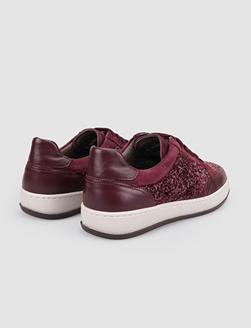 Cabani Ayakkabı Bordo Kadın Deri Sneaker 126126 - Görsel 4
