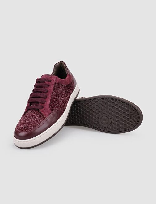 Cabani Ayakkabı Bordo Kadın Deri Sneaker 126126 - Görsel 5