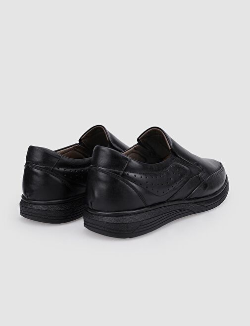 %100 Hakiki Deri Siyah Erkek Günlük Ayakkabı - Görsel 4