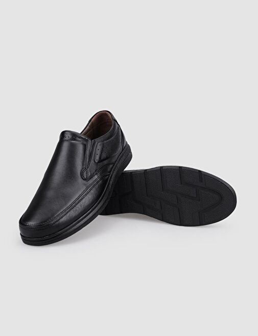 %100 Hakiki Deri Siyah Erkek Günlük Ayakkabı - Görsel 5