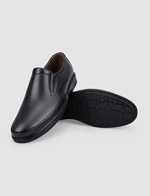 %100 Hakiki Deri Siyah Erkek Günlük Ayakkabı - Görsel 5