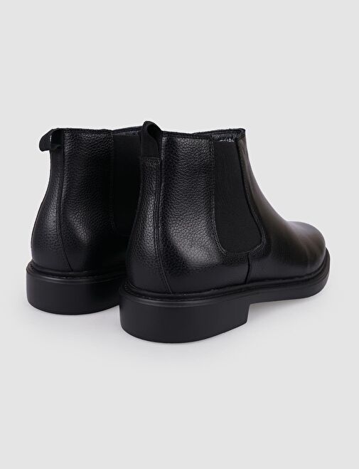 %100 Hakiki Deri Siyah Lastikli Erkek Günlük Bot - Görsel 4