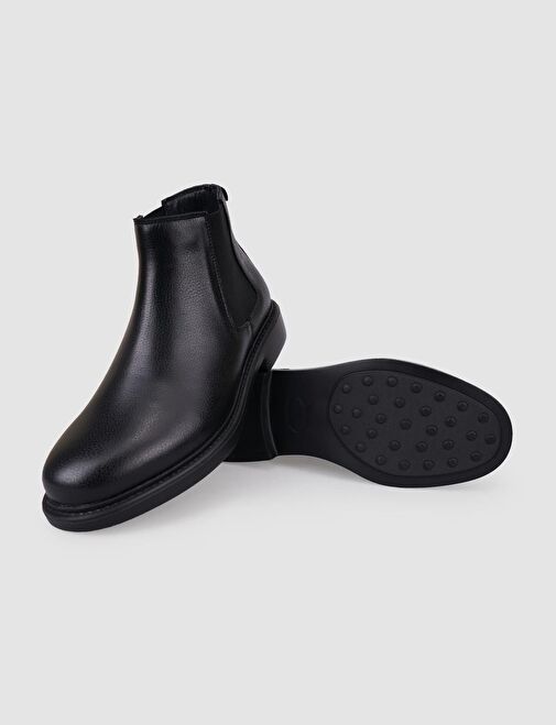 %100 Hakiki Deri Siyah Lastikli Erkek Günlük Bot - Görsel 5