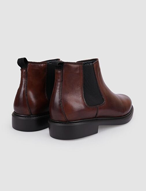 %100 Hakiki Deri Kahverengi Lastikli Erkek Günlük Bot - Görsel 4