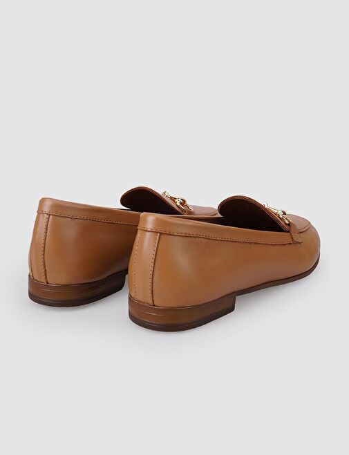 %100 Hakiki Deri Taba Tokalı Kadın Loafer - Görsel 4