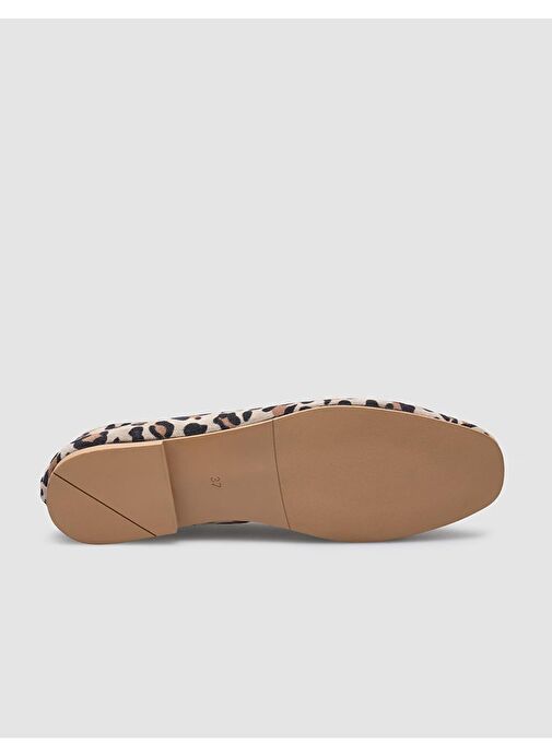 %100 Hakiki Deri Leopar Bej Kadın Babet - Görsel 6