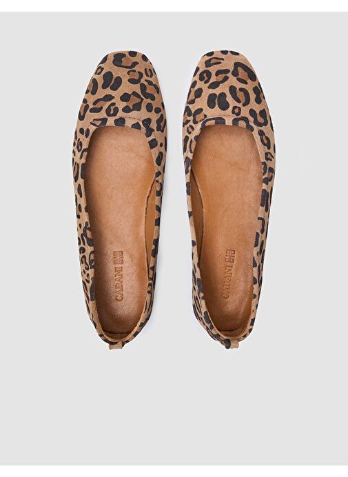 %100 Hakiki Deri Leopar Taba Kadın Babet - Görsel 5