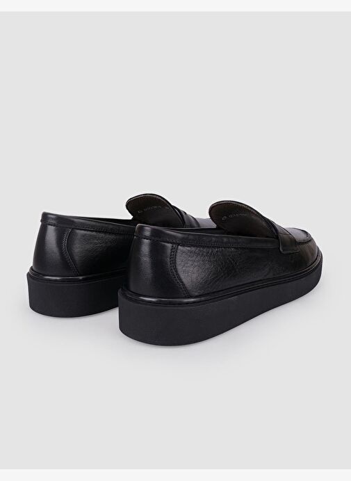 %100 Hakiki Deri Siyah Erkek Günlük Ayakkabı - Görsel 4