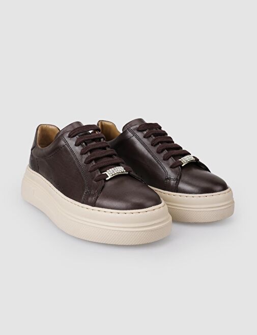 Cabani Ayakkabı Kahverengi Kadın Deri Sneaker 124750 - Görsel 3