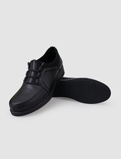 Siyah Lastik Bağcıklı Kadın Comfort Ayakkabı - Görsel 5