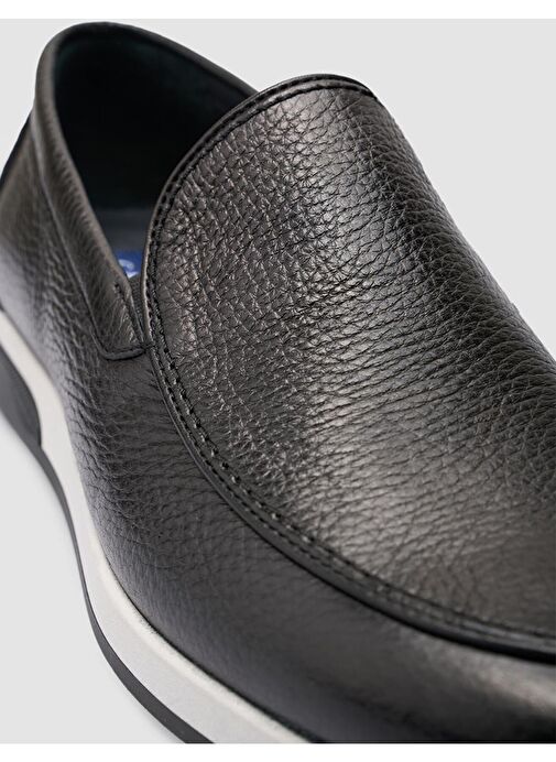 %100 Hakiki Deri Siyah Erkek Günlük Ayakkabı - Görsel 7