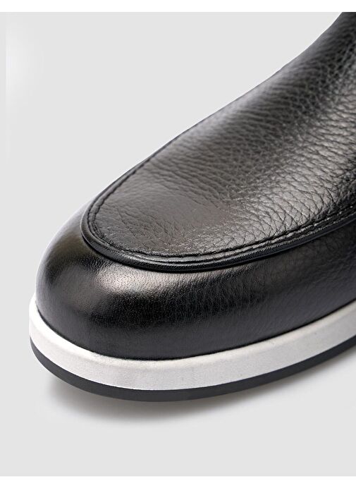 %100 Hakiki Deri Siyah Erkek Günlük Ayakkabı - Görsel 8