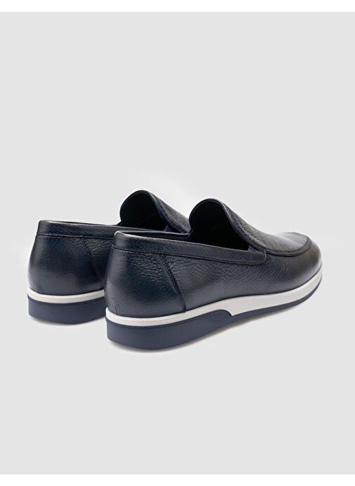 %100 Hakiki Deri Lacivert Erkek Günlük Ayakkabı - Görsel 4