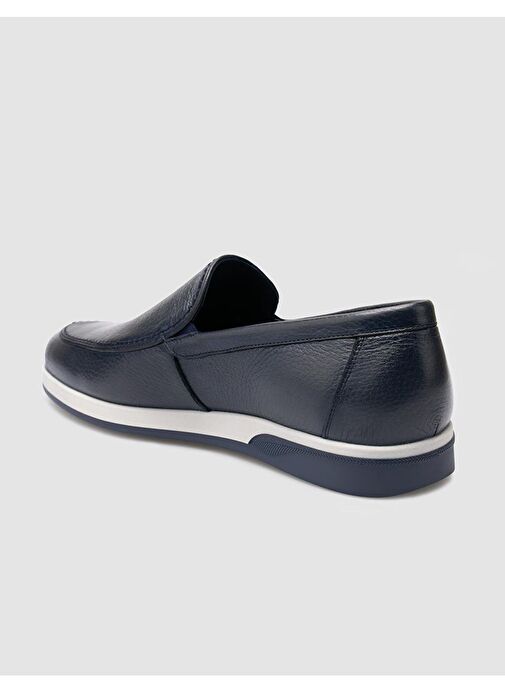 %100 Hakiki Deri Lacivert Erkek Günlük Ayakkabı - Görsel 6