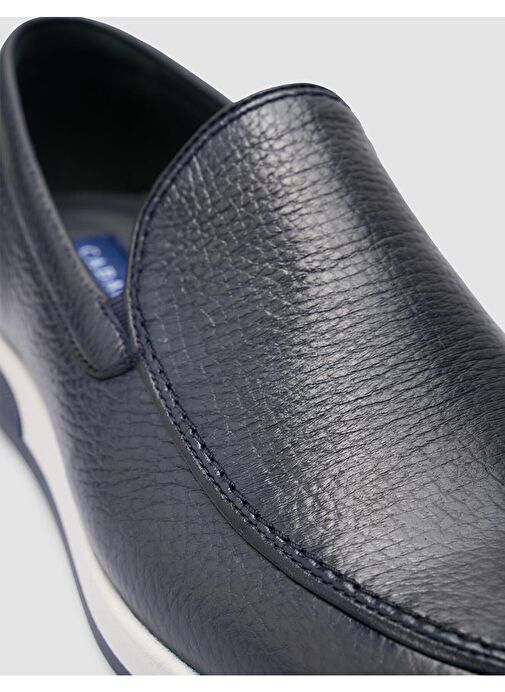 %100 Hakiki Deri Lacivert Erkek Günlük Ayakkabı - Görsel 7