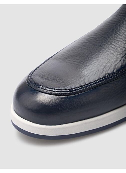 %100 Hakiki Deri Lacivert Erkek Günlük Ayakkabı - Görsel 8