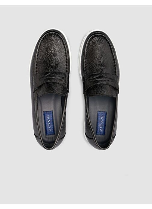 %100 Hakiki Deri Siyah Erkek Günlük Ayakkabı - Görsel 5