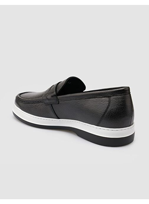 %100 Hakiki Deri Siyah Erkek Günlük Ayakkabı - Görsel 6