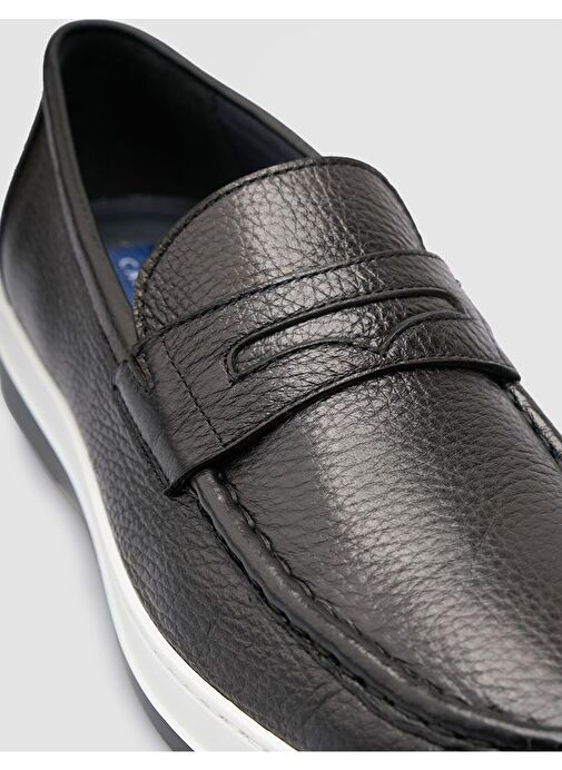 %100 Hakiki Deri Siyah Erkek Günlük Ayakkabı - Görsel 7