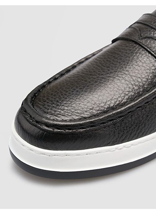 %100 Hakiki Deri Siyah Erkek Günlük Ayakkabı - Görsel 8