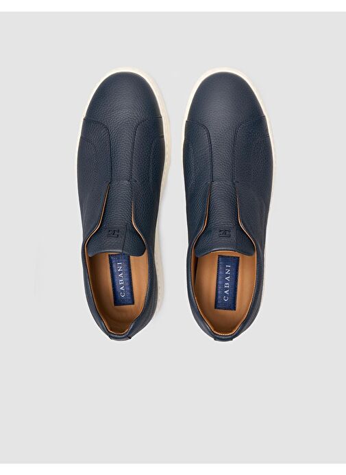 %100 Hakiki Deri Lacivert Erkek Spor Ayakkabı - Görsel 5