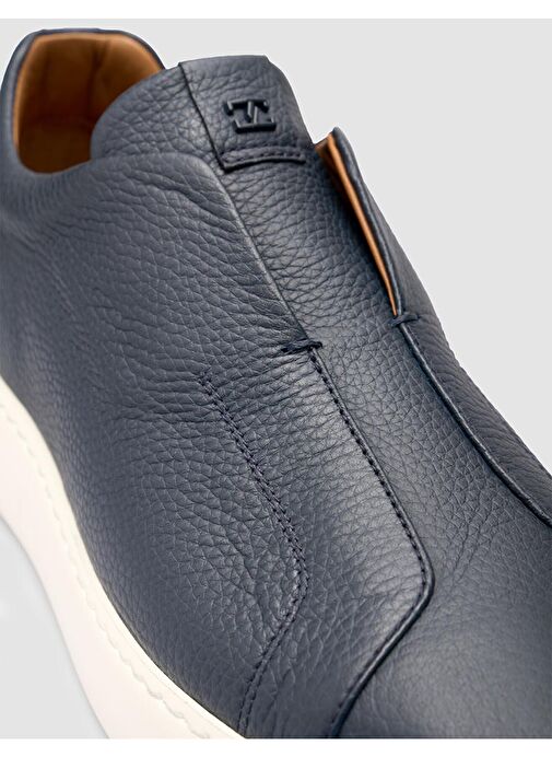 %100 Hakiki Deri Lacivert Erkek Spor Ayakkabı - Görsel 7