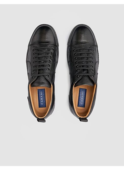 %100 Hakiki Deri Siyah Erkek Spor Ayakkabı - Görsel 5