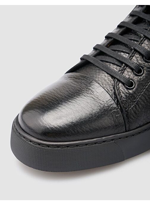 %100 Hakiki Deri Siyah Erkek Spor Ayakkabı - Görsel 8