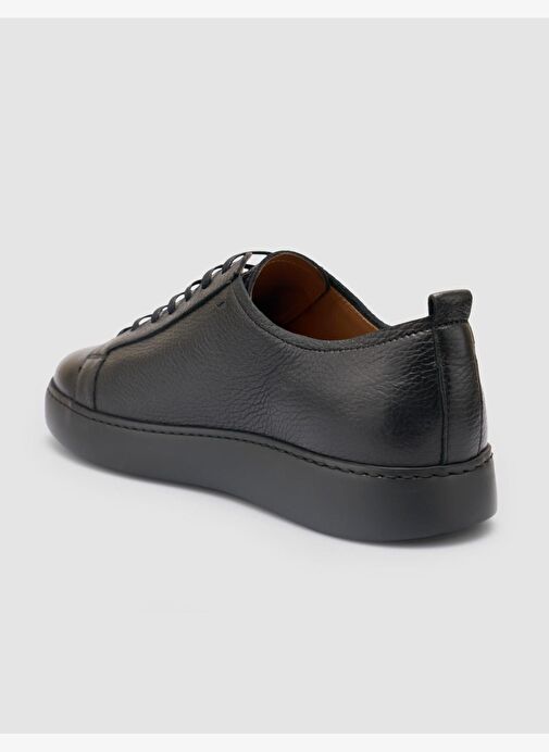 %100 Hakiki Deri Siyah Erkek Spor Ayakkabı - Görsel 6