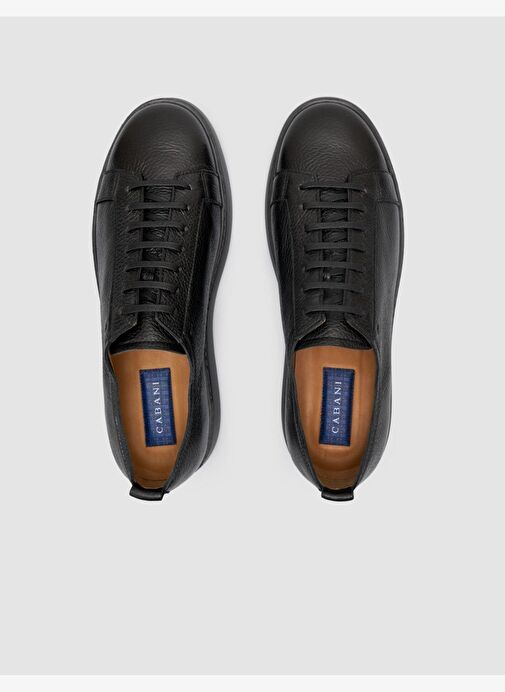 %100 Hakiki Deri Siyah Erkek Spor Ayakkabı - Görsel 5