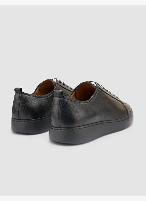 %100 Hakiki Deri Siyah Erkek Spor Ayakkabı - Görsel 4