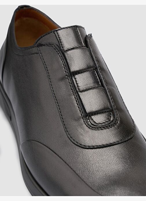 %100 Hakiki Deri Siyah Erkek Günlük Ayakkabı - Görsel 7