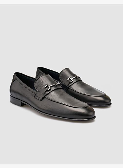 %100 Hakiki Deri Siyah Tokalı Erkek Klasik Ayakkabı - Görsel 3