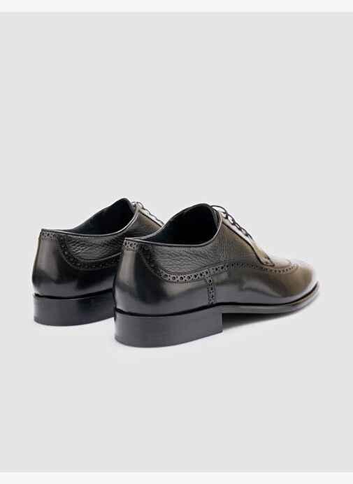 %100 Hakiki Deri Siyah Bağcıklı Erkek Klasik Ayakkabı - Görsel 4