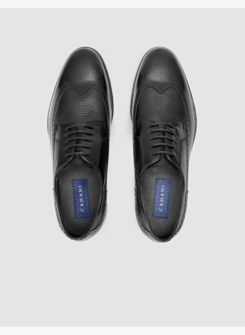 %100 Hakiki Deri Siyah Bağcıklı Erkek Klasik Ayakkabı - Görsel 5