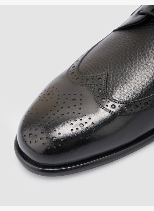 %100 Hakiki Deri Siyah Bağcıklı Erkek Klasik Ayakkabı - Görsel 8