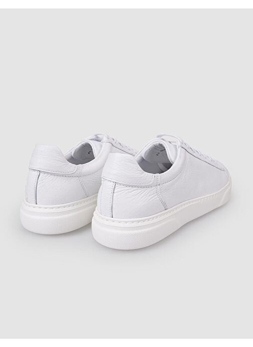 %100 Hakiki Deri Beyaz Erkek Spor Ayakkabı - Görsel 4