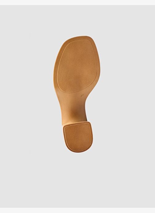 %100 Hakiki Deri Topuklu Taba Kadın Terlik - Görsel 9