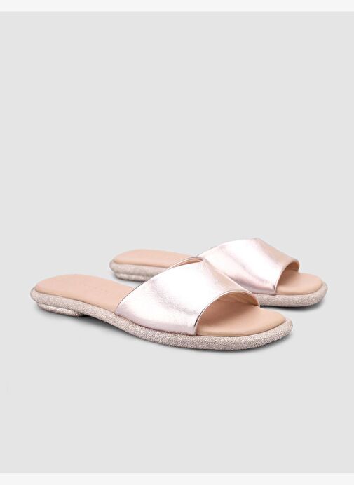 %100 Hakiki Deri Pembe Kadın Terlik - Görsel 3