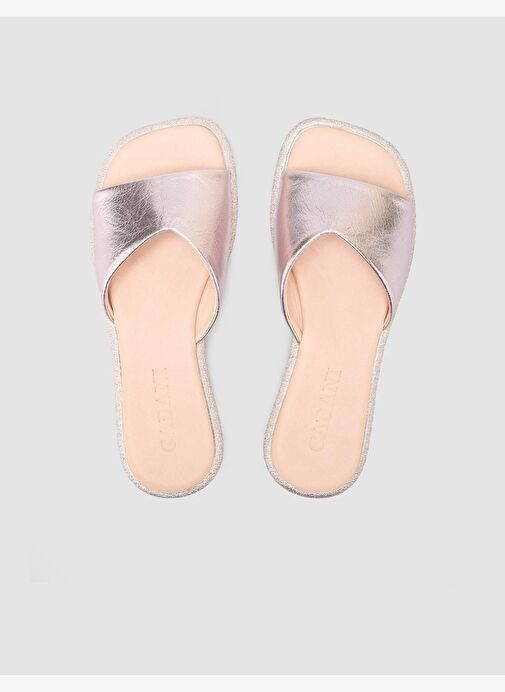 %100 Hakiki Deri Pembe Kadın Terlik - Görsel 5