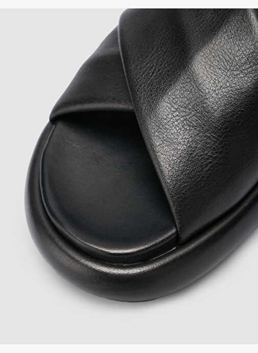 %100 Hakiki Deri Siyah Kadın Terlik - Görsel 8