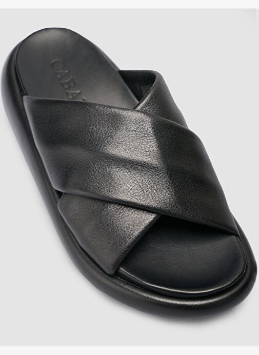 %100 Hakiki Deri Siyah Kadın Terlik - Görsel 7