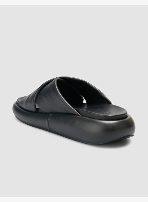 %100 Hakiki Deri Siyah Kadın Terlik - Görsel 6