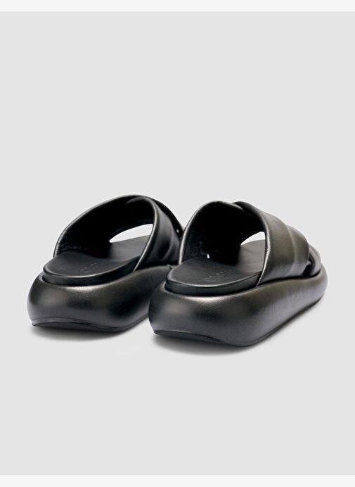 %100 Hakiki Deri Siyah Kadın Terlik - Görsel 4