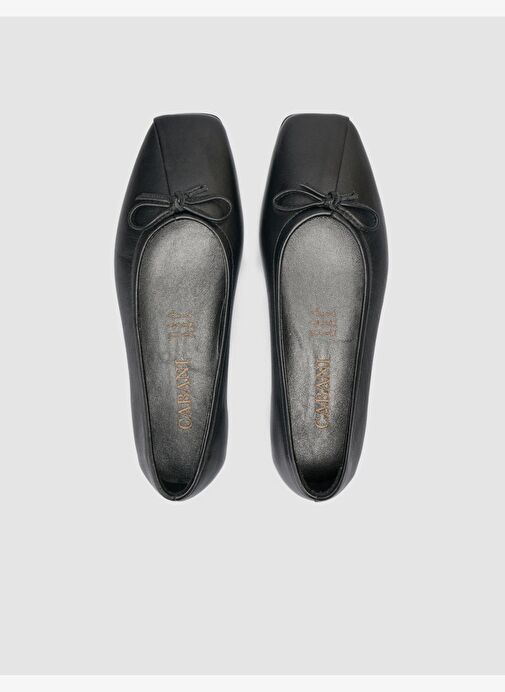 %100 Hakiki Deri Siyah Kadın Babet - Görsel 5