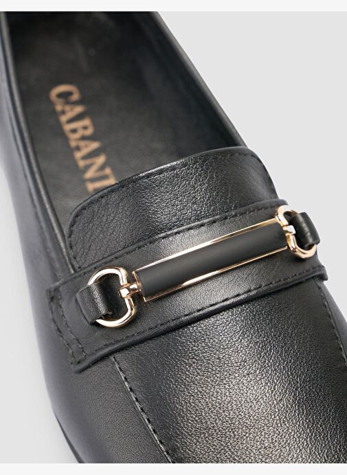 %100 Hakiki Deri Siyah Kadın Loafer - Görsel 7