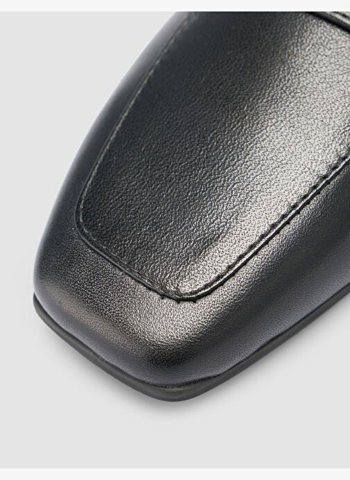 %100 Hakiki Deri Siyah Kadın Loafer - Görsel 8
