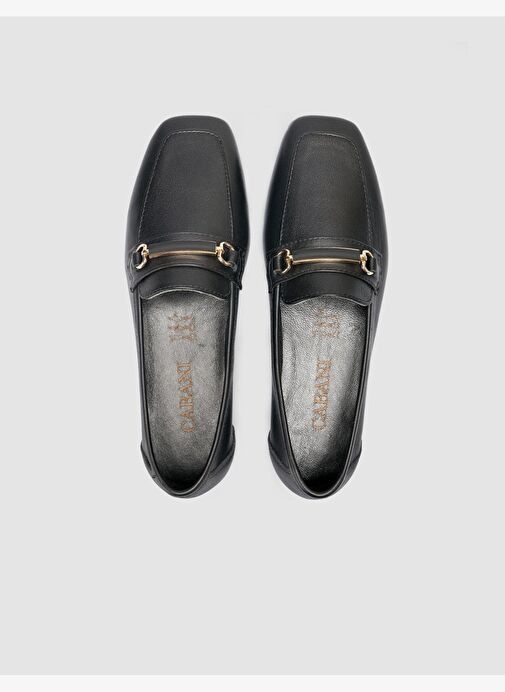 %100 Hakiki Deri Siyah Kadın Loafer - Görsel 5